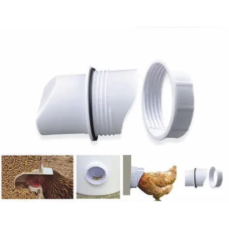 Poultry Feeder With Saw DIY Chicken Feeder Rain Proof Poultry Feeder Port GravityFeed Kit for Buckets, Barrels, Bins, Troughs - Image 3